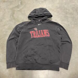 Nike Center Swoosh Trojans Hoodie Mens Small Faded Black Pullover Sweatshirt